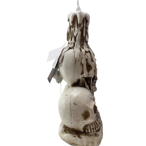 13Th & Elm LED Flickering Skull Candle Holder Light-Up Halloween Large New - Picture 4 of 11